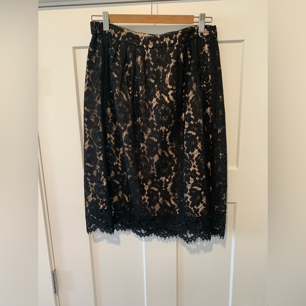 JCREW black lace skirt with neutral under lining